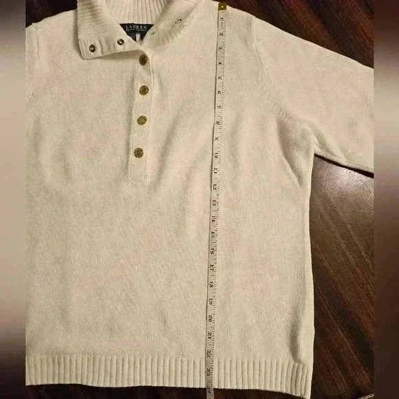 Lauren Ralph Lauren White Cotton Cropped Polo Knit Sweater Plus Womens 1X EUC - Picture 13 of 15